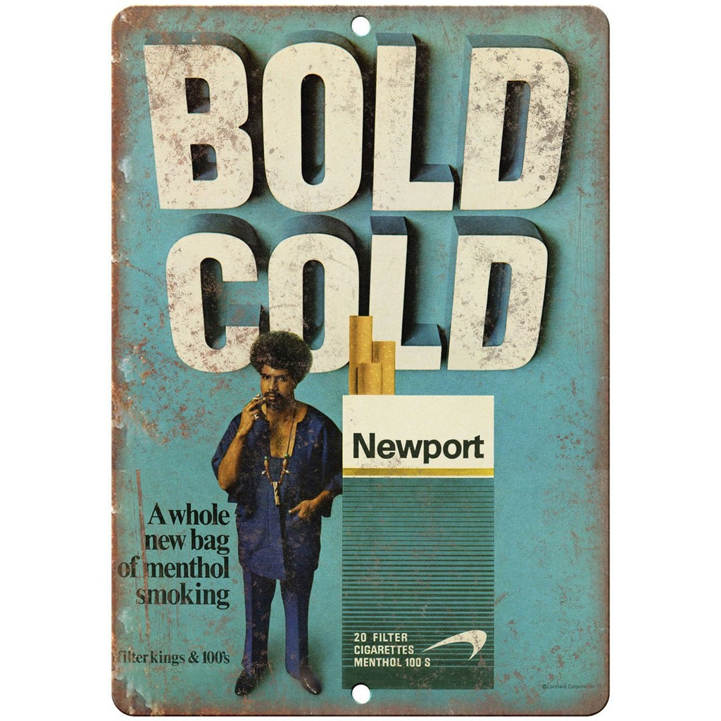 1970s Newport Cigarette Bold Cold vintage ad 10" x 7" reproduction metal sign