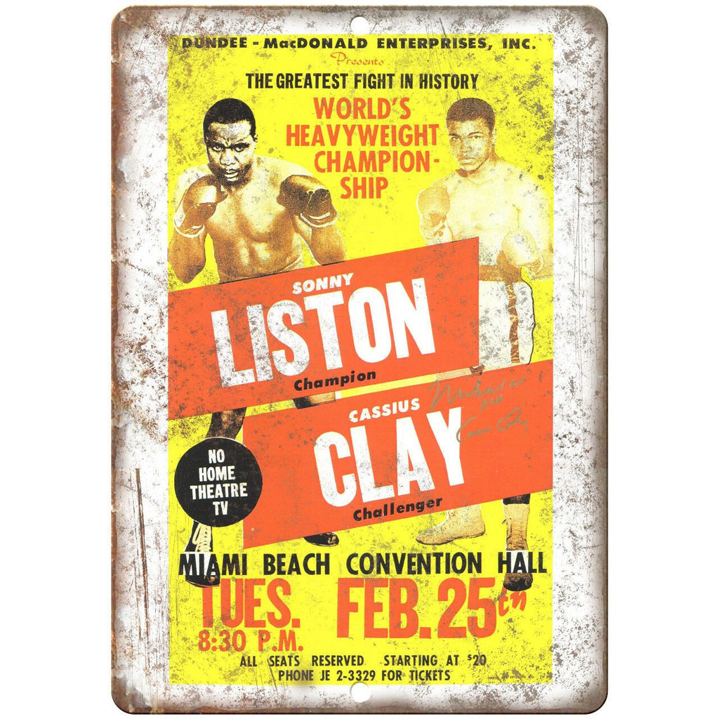 Sonny Liston Cassius Clay Movie Ad 10" X 7" Reproduction Metal Sign I178