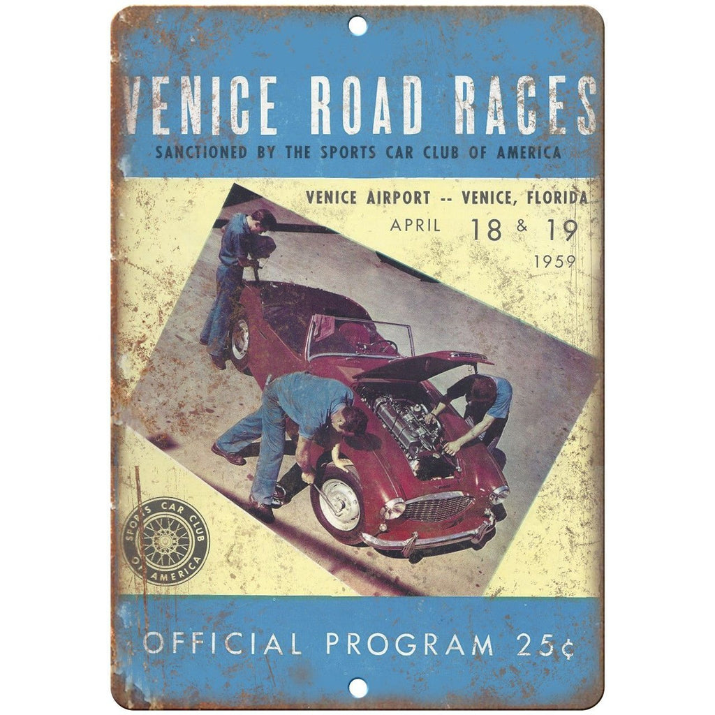 1959 Venice Road Races Program 10" X 7" Reproduction Metal Sign A610
