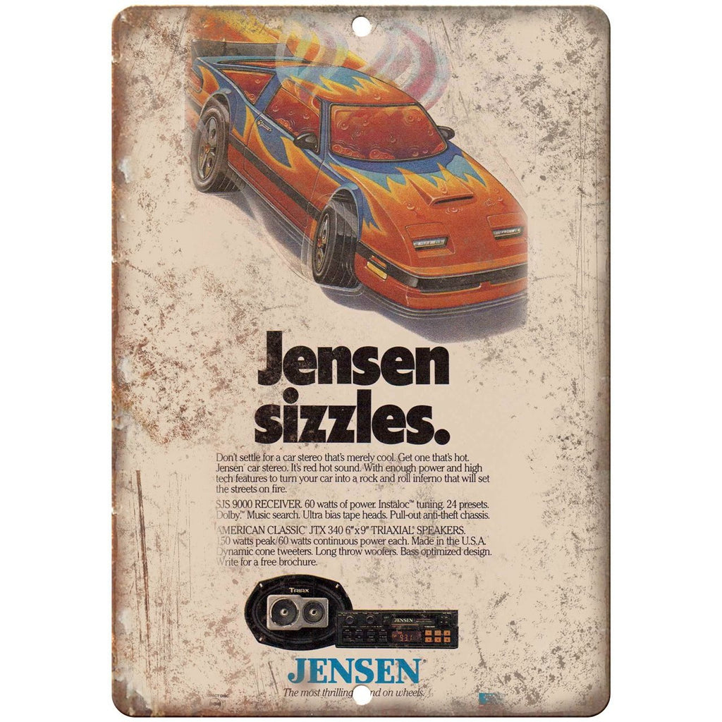 Jensen Car Stereo Vintage RARE ad 10" x 7" Reproduction Metal Sign D20