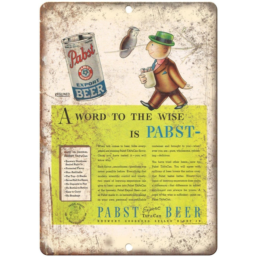 Pabst Beer Man Cave Décor Vintage Ad Reproduction Metal Sign E157