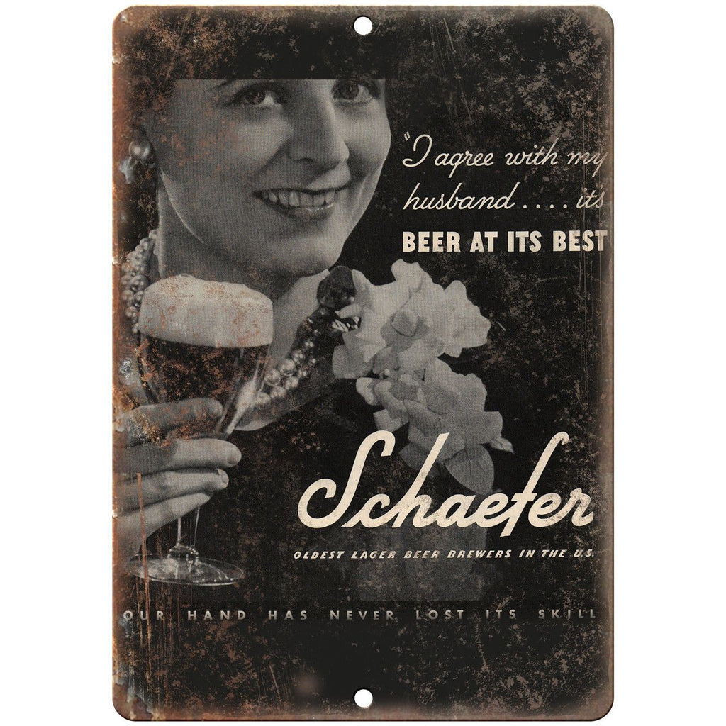 Schaefer Lager Beer Vintage Breweriana Ad 10" x 7" Reproduction Metal Sign E376