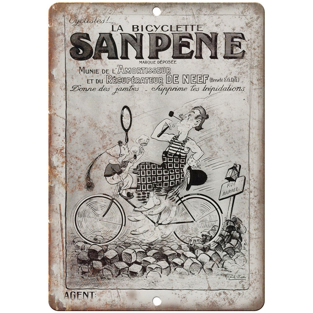 La Bicyclette Sanpene Vintage Bicycle Ad 10" x 7" Reproduction Metal Sign B358