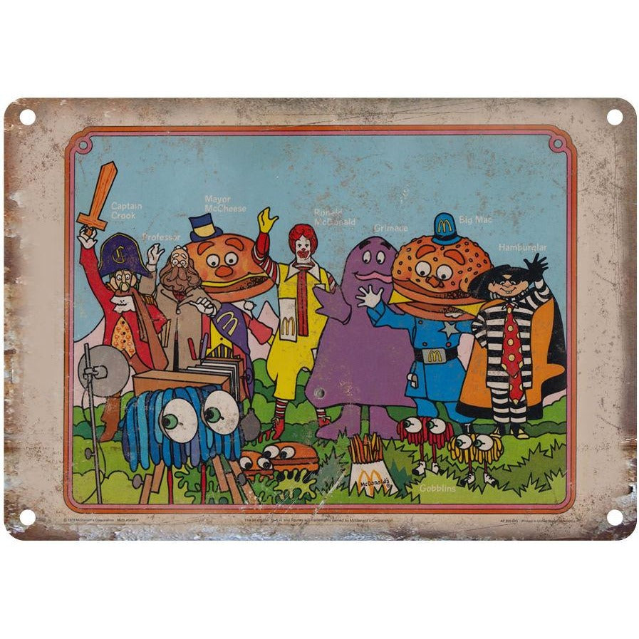 McDonalds Retro Happy Meal Characters 10" x 7" Reproduction Metal Sign