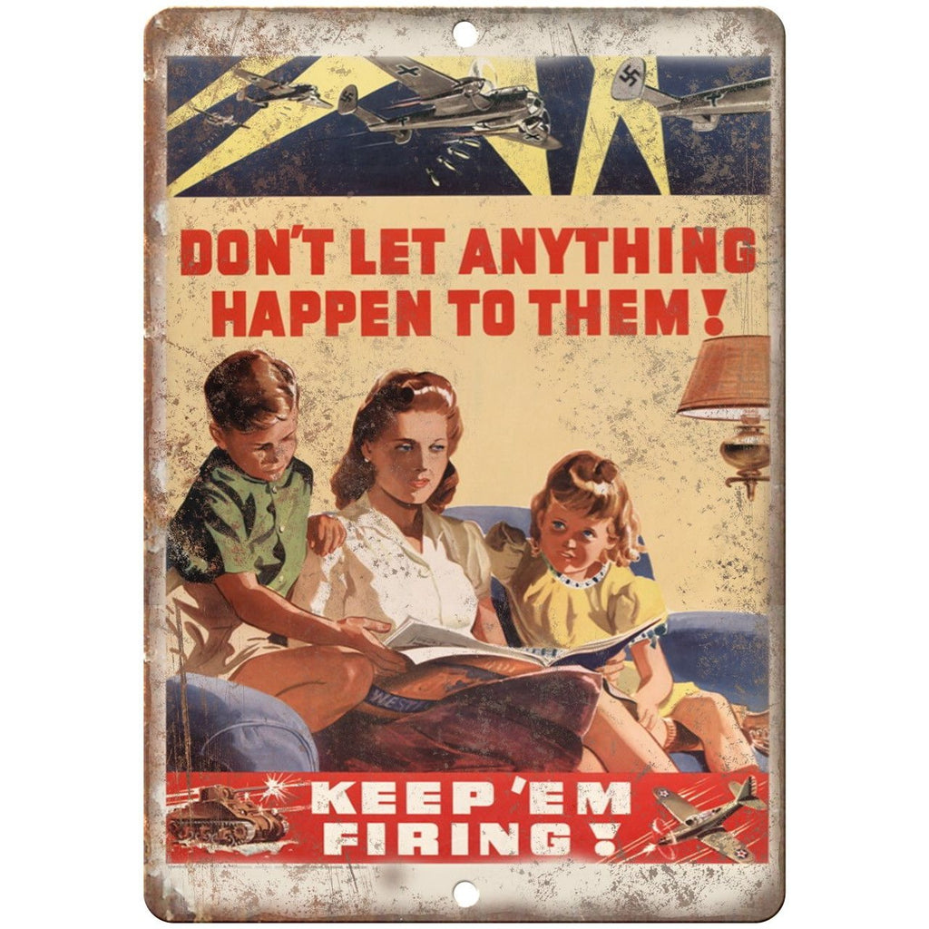Keep Em Firing WW2 War Committee Poster 10" x 7" Reproduction Metal Sign M36