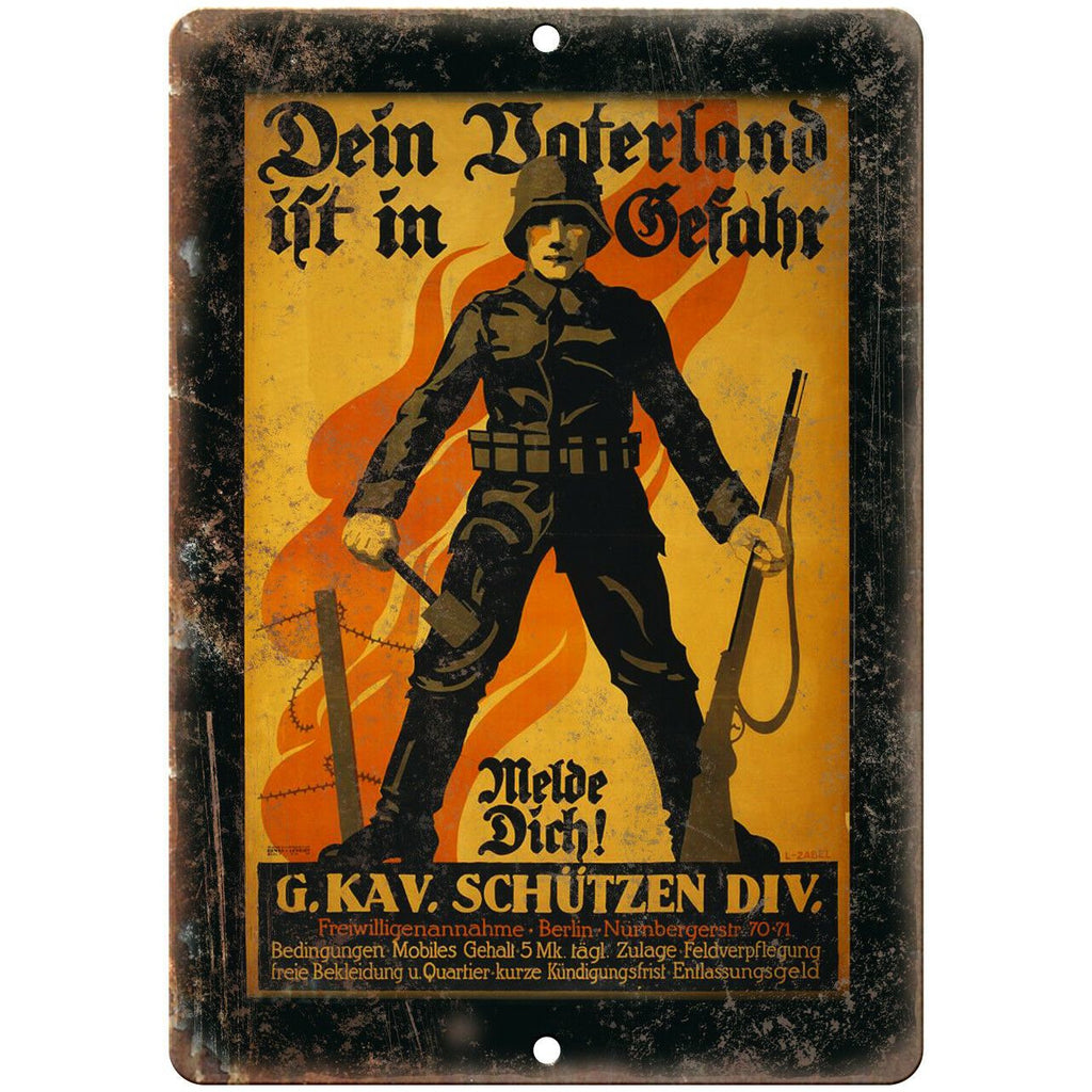 Vintage German WW2 Poster Art 10" x 7" Reproduction Metal Sign M78