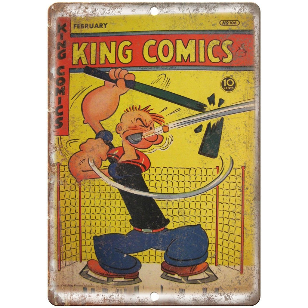 King Comics Popeye The Sailor 10" X 7" Reproduction Metal Sign J254