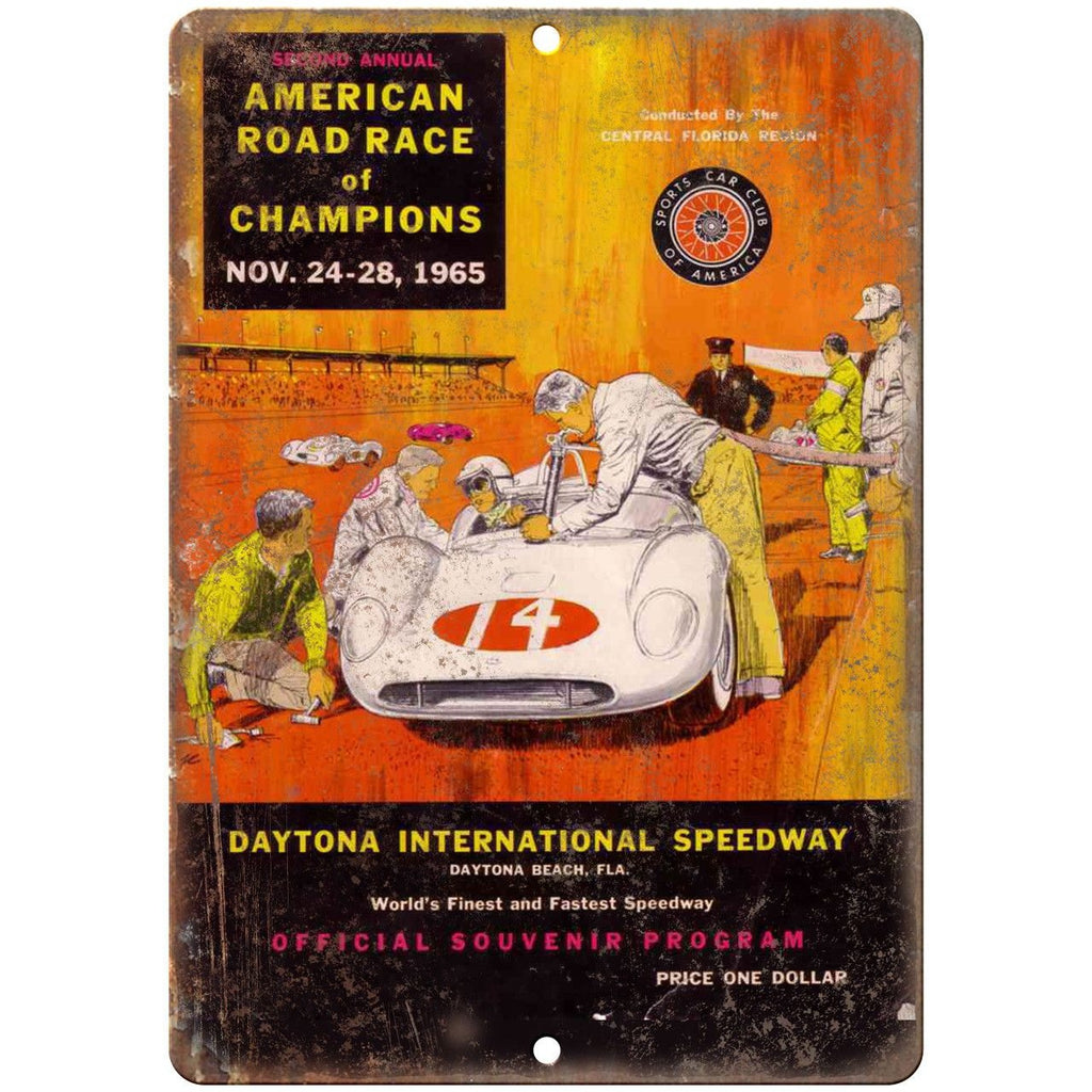 1965 Daytona Speedway Program Cover 10" X 7" Reproduction Metal Sign A485
