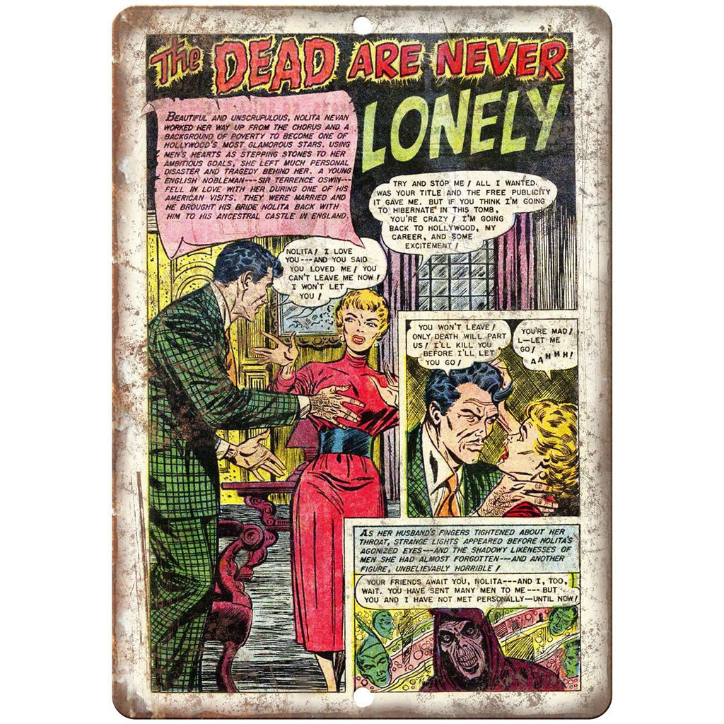 The Dead Are Never Lonely Comic Strip 9" x 12" Reproduction Metal Sign J524