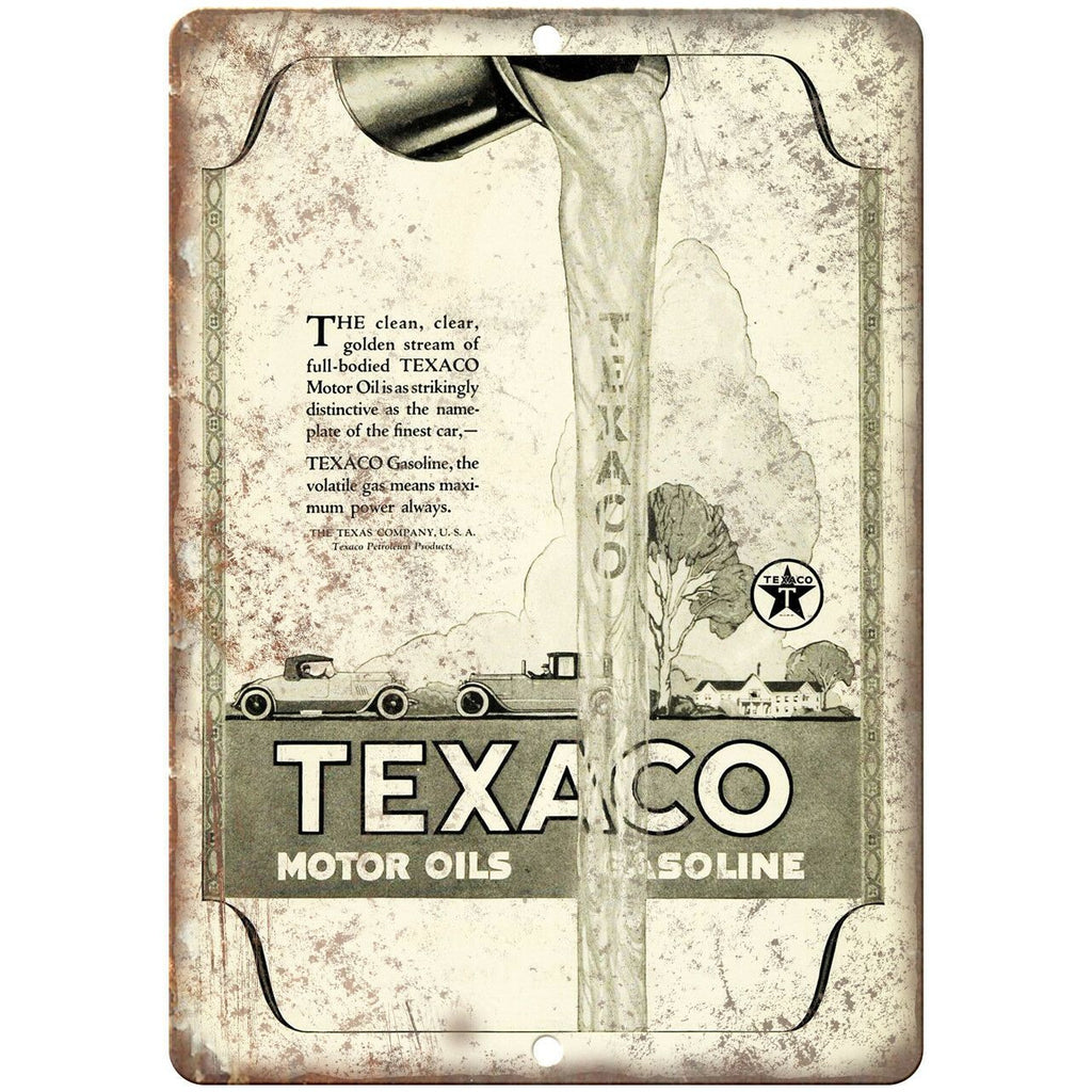 Texaco Motor Oil Gasoline Vintage Ad 10" X 7" Reproduction Metal Sign A760