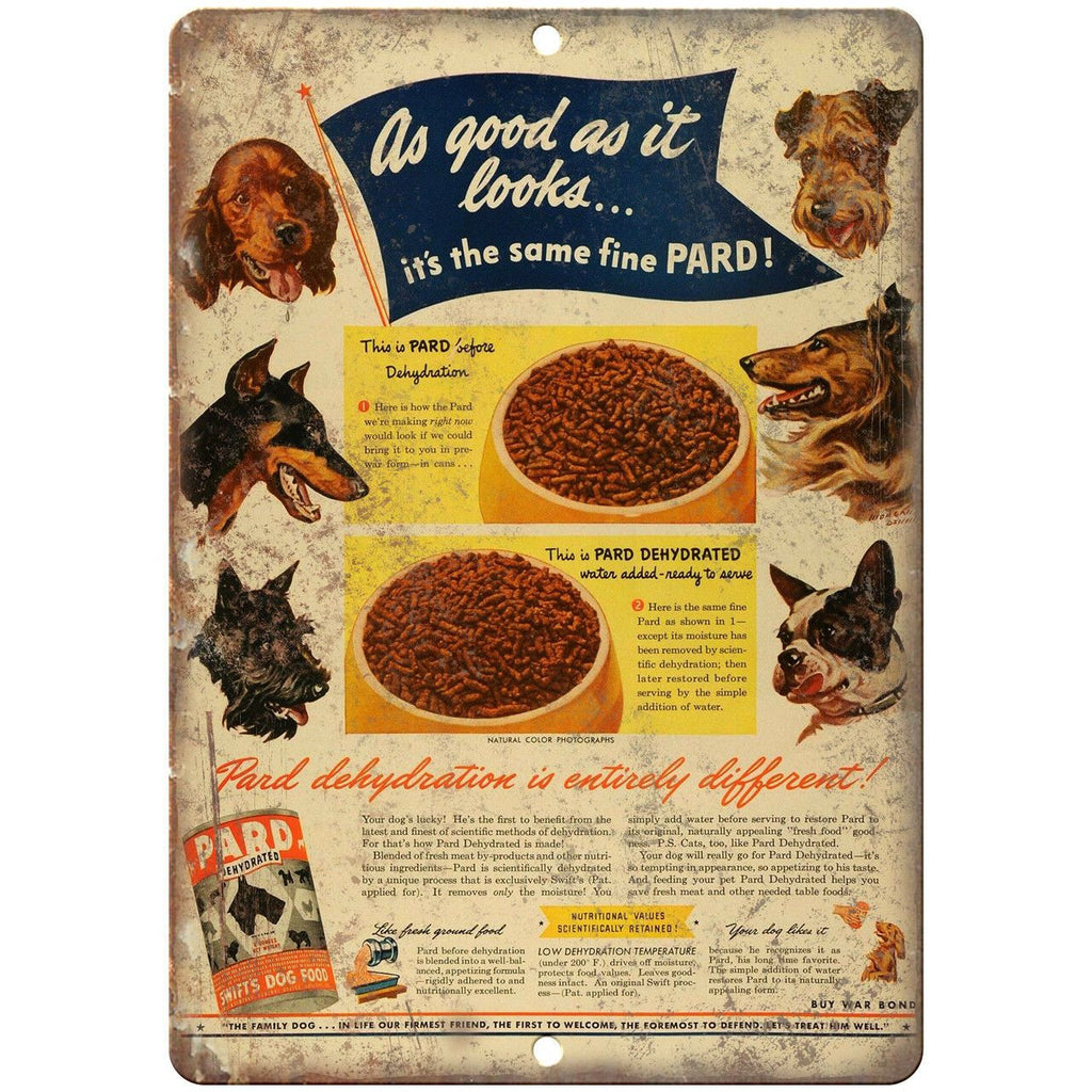 Pard Swift's Dog Food Vintage Ad 9" x 12" Reproduction Metal Sign N350