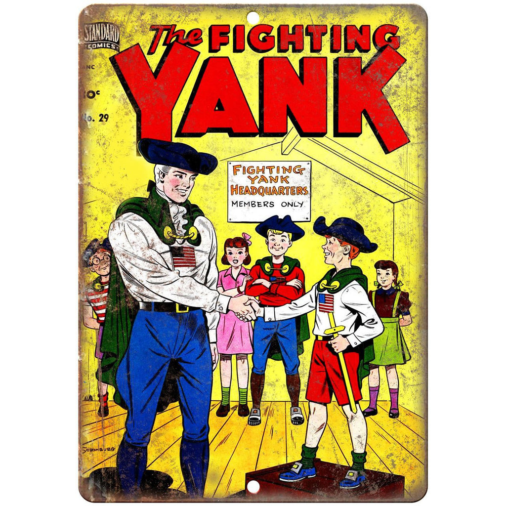 The Fighting Yank No 29 Comic Book Cover 10" x 7" Reproduction Metal Sign J598