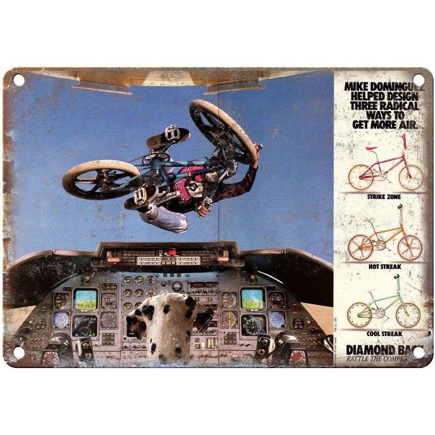 Diamond Back BMX, BMX Racing Mike Dominguez RARE ad 10" x 7" retro metal sign