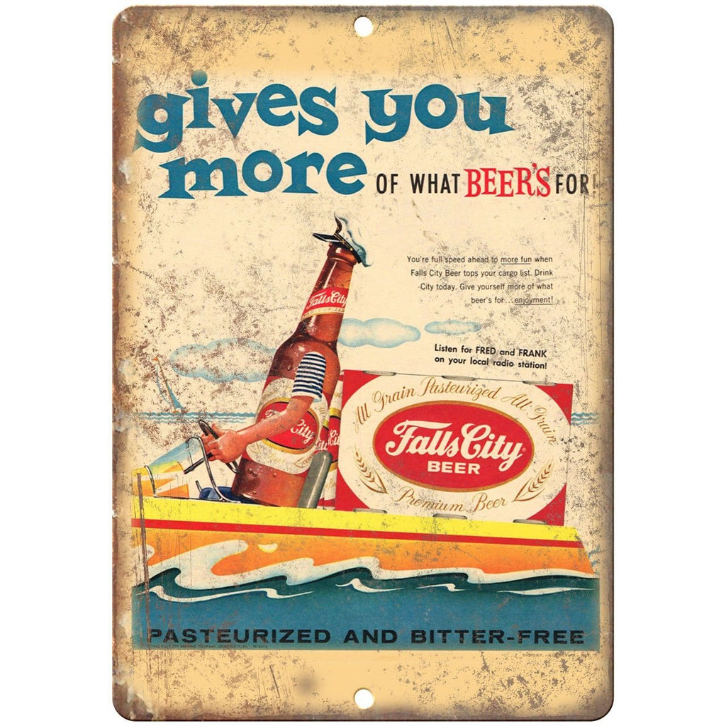 Falls City Beer Vintage Print Ad Breweriana 10" x 7" Reproduction Metal Sign E10