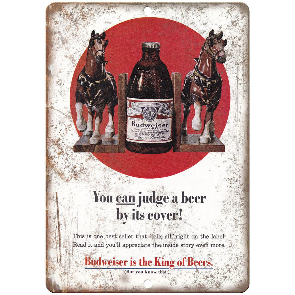 Budweiser King of Beers Vintage Horse Ad 10" x 7 " Reproduction Metal Sign E38