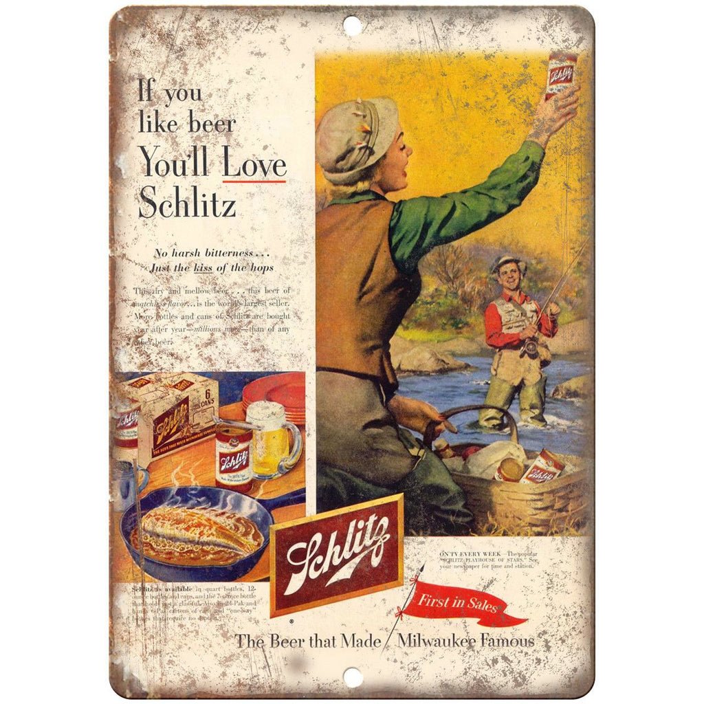 Schlitz Milwaukee Beer Vintage Ad 9" x 12" Reproduction Metal Sign E398