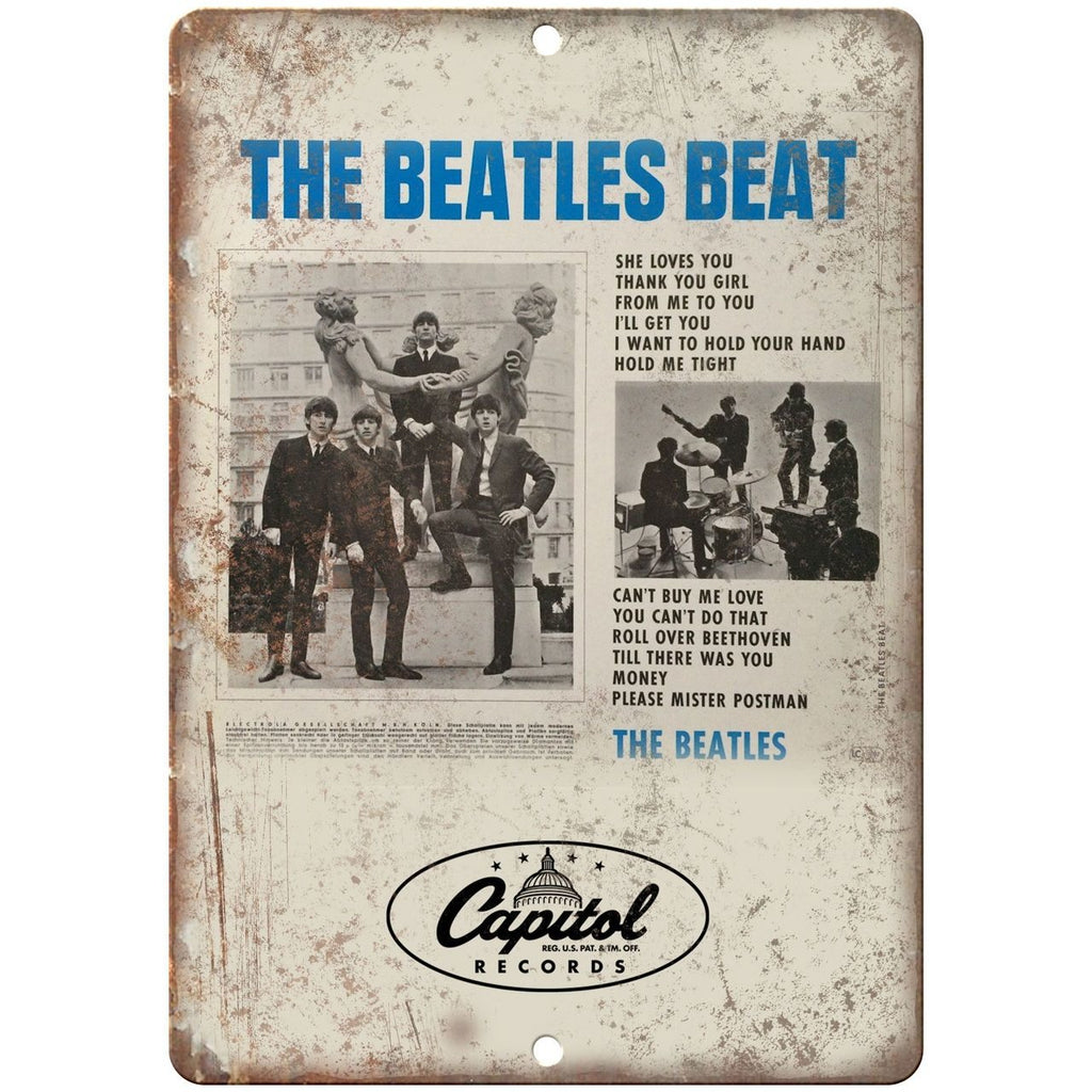 The Beatles Beat Capitol Records 10" x 7" Reproduction Metal Sign