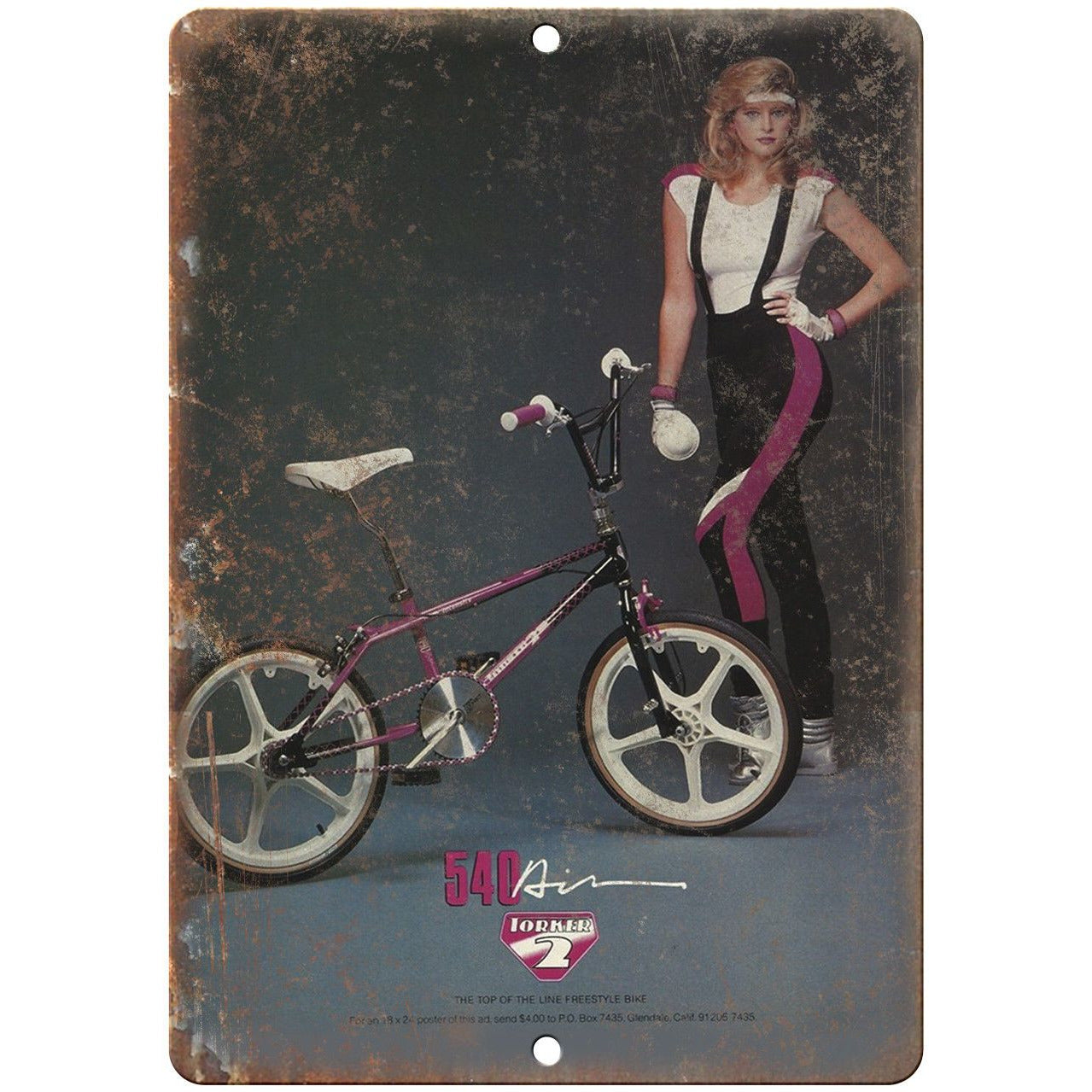 torker bmx bicycles Torker 2 Vintage BMX Freestyle Ad 9" x 12" Reproduction Metal Sign B48 – Rusty Walls Sign Shop