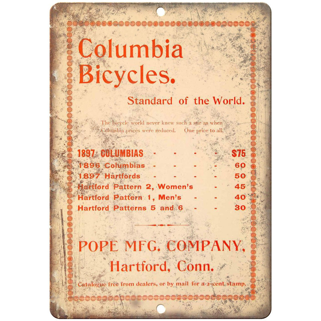 Columbia Bicycles Vintage Ad 10" x 7" Reproduction Metal Sign B322