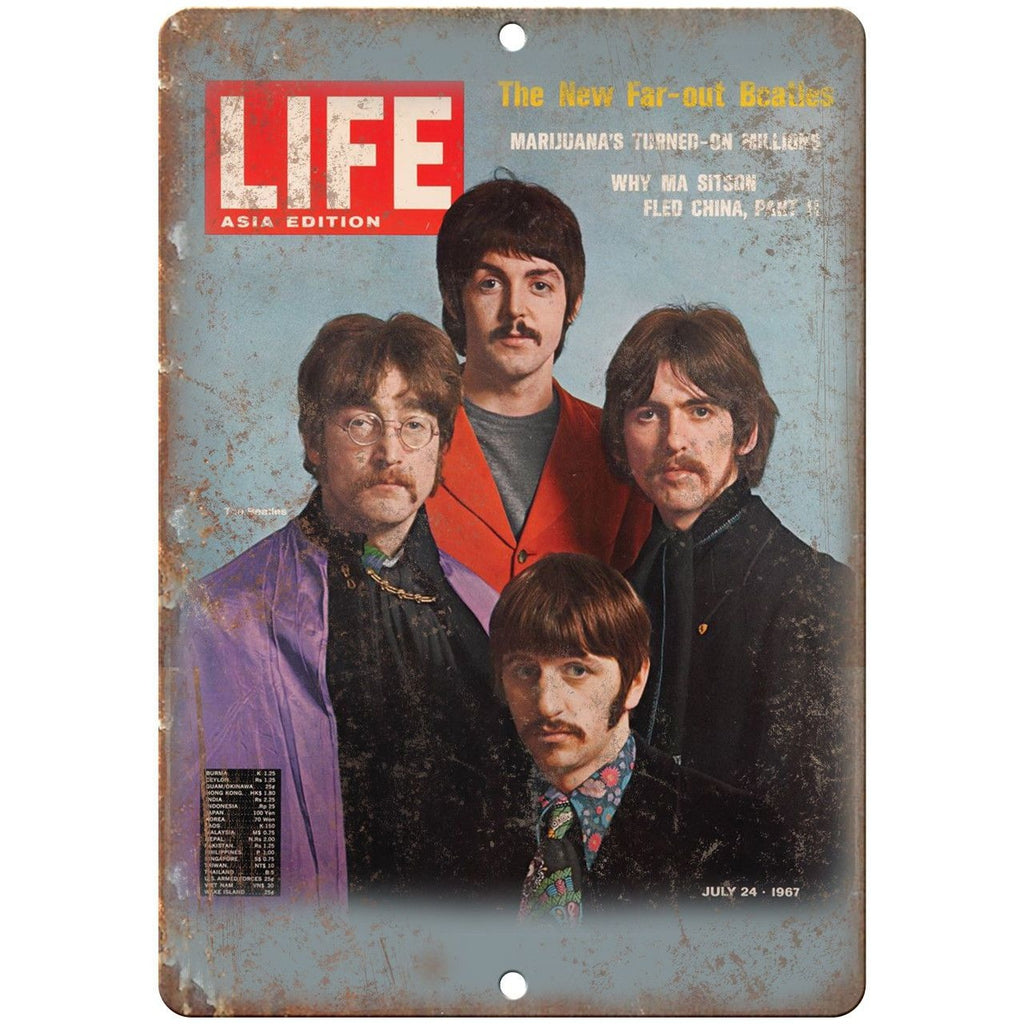 LIFE Magazine Asia Edition The Beatles 1967 10" x 7" Reproduction Metal Sign D04