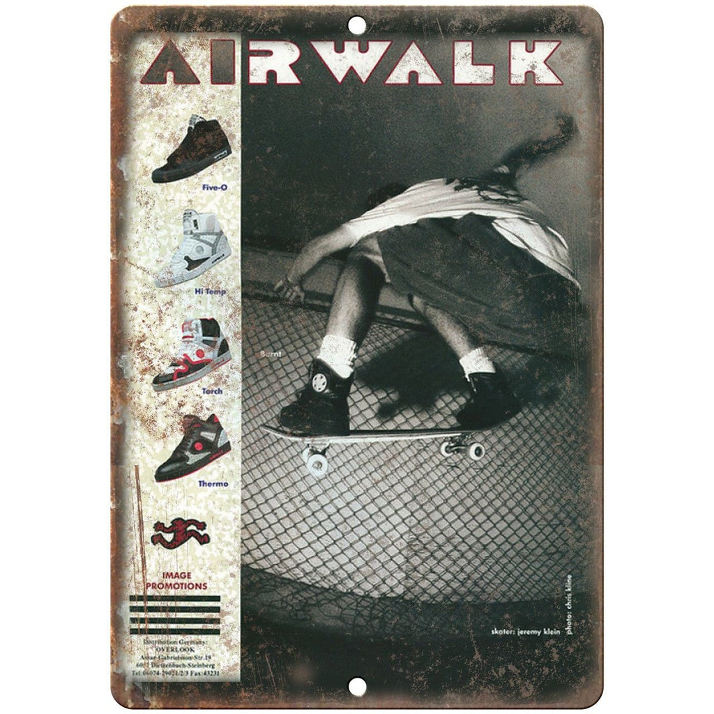 Airwalk Shoes Jeremy Klein Skateboard Ad 10" x 7" Reproduction Metal Sign