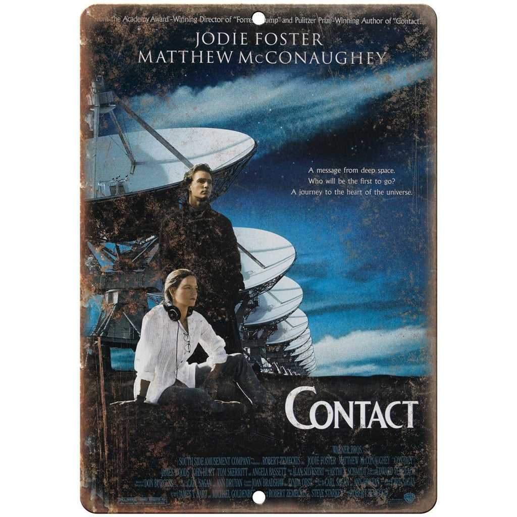 Contact Movie Matthew Mcconaughey Movie Poster 10" x 7" Retro Look Metal Sign