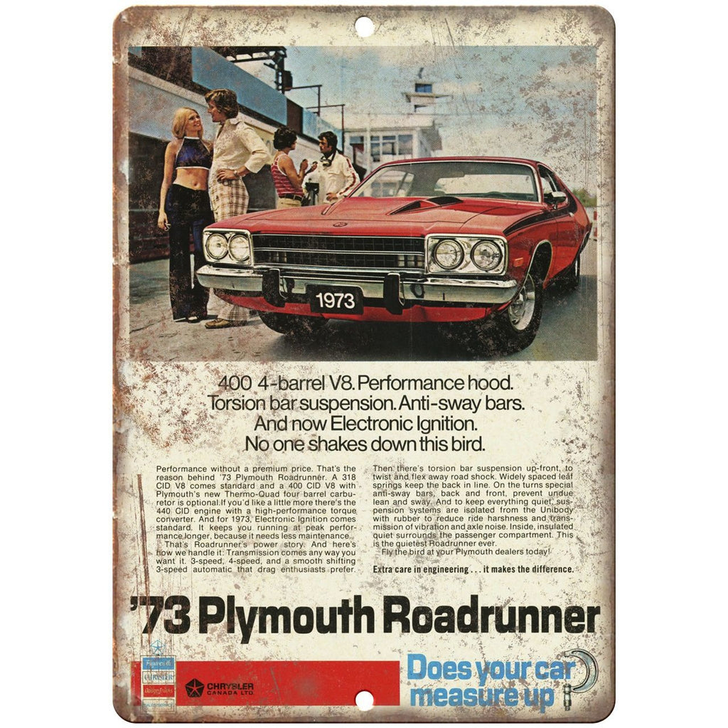 1973 Plymouth Road Runner 10" x 7" Reproduction Metal Sign