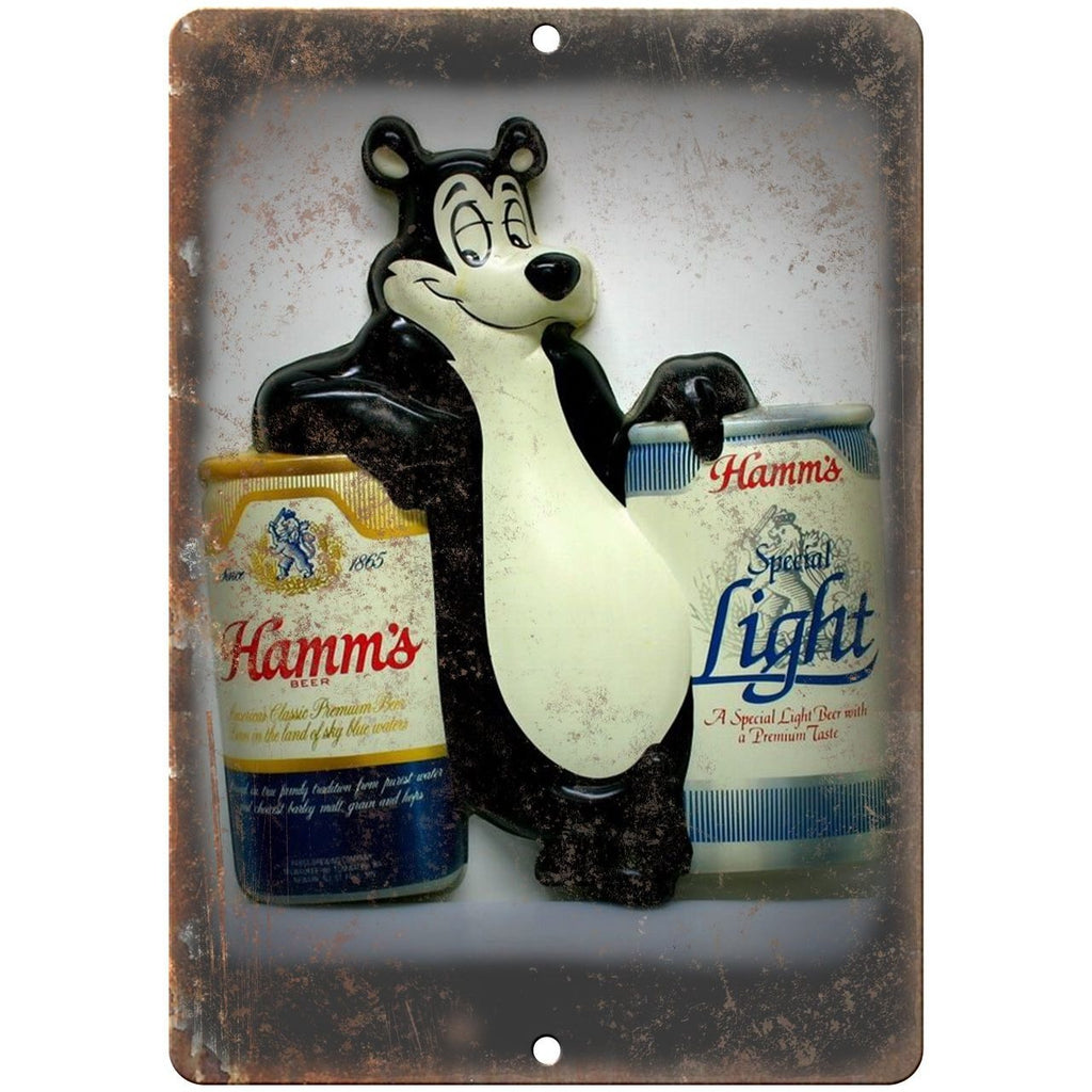 10" x 7" Metal Sign - Hamm's Beer Porcelain Bear- Vintage Look Reproduction