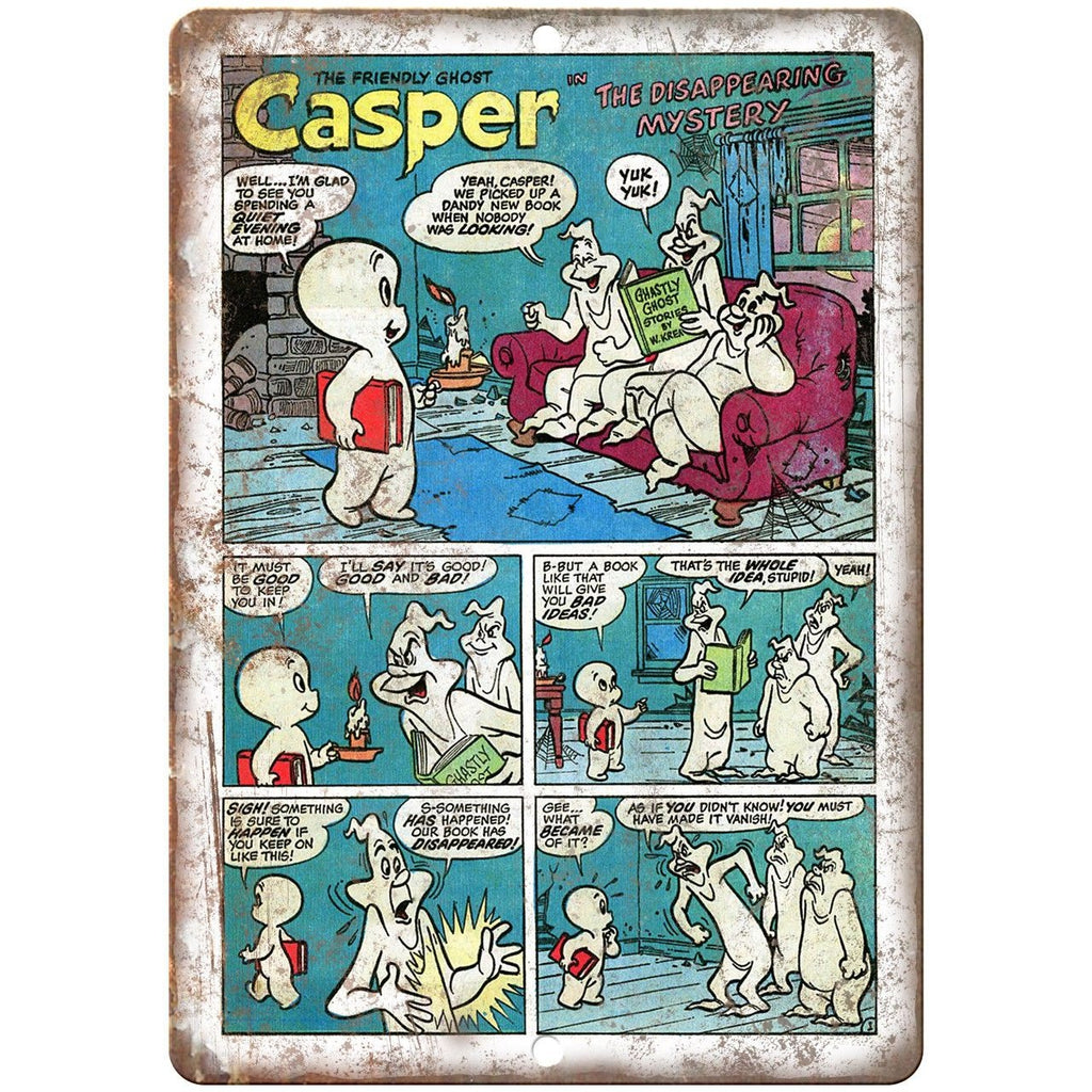 Casper The Friendly Ghost Comic Strip Art 10" X 7" Reproduction Metal Sign J194