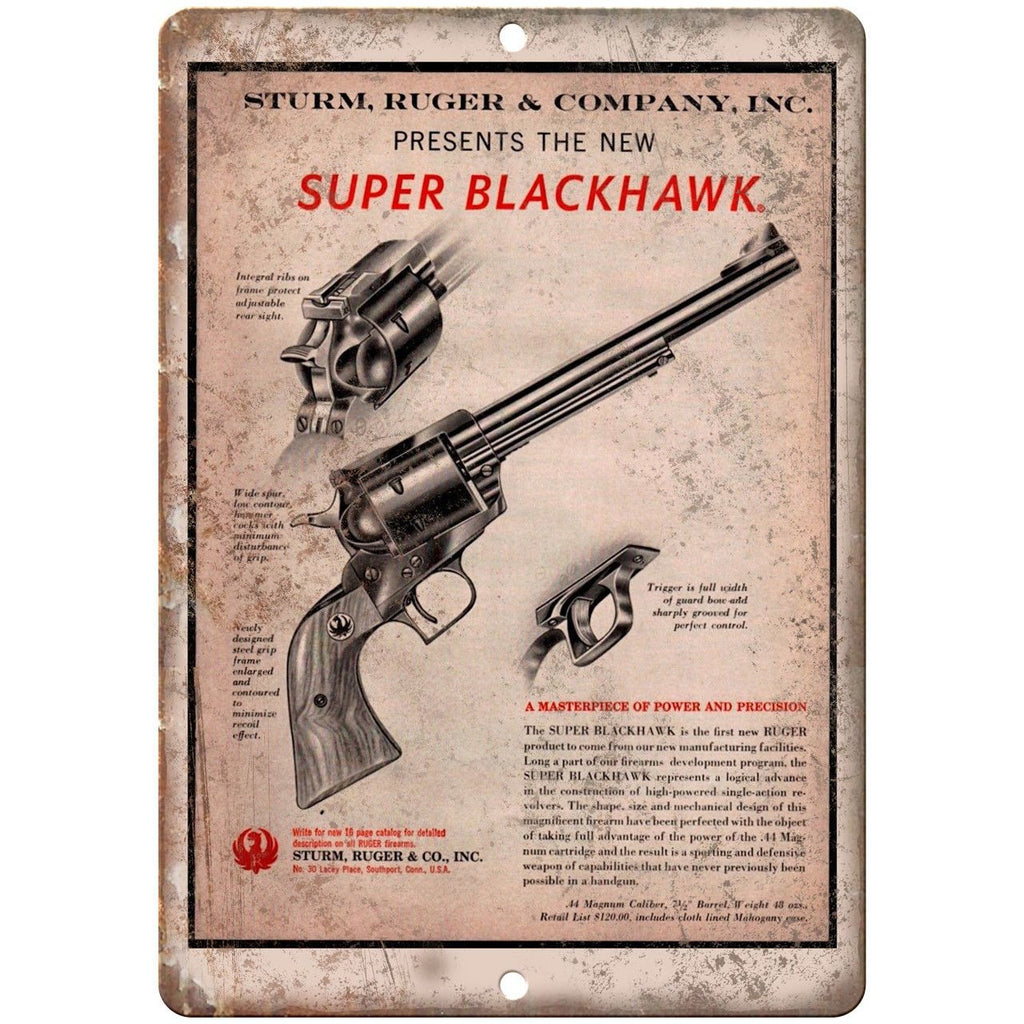 Ruger Super Blackhawk Revolver 10" x 7" Reproduction Metal Sign