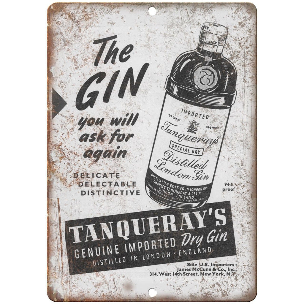 Vintage Tanqueray Dry Gin London Ad Reproduction Metal Sign E114
