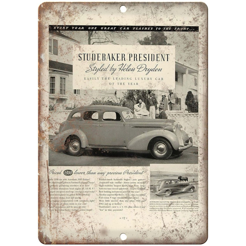 Studebaker President Helen Dryden Ad 10" x 7" Reproduction Metal Sign A436