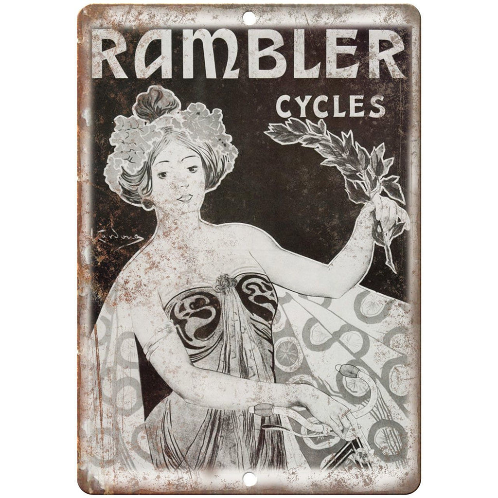 Rambler Cycles Vintage Bicycle Ad 10" x 7" Reproduction Metal Sign B353