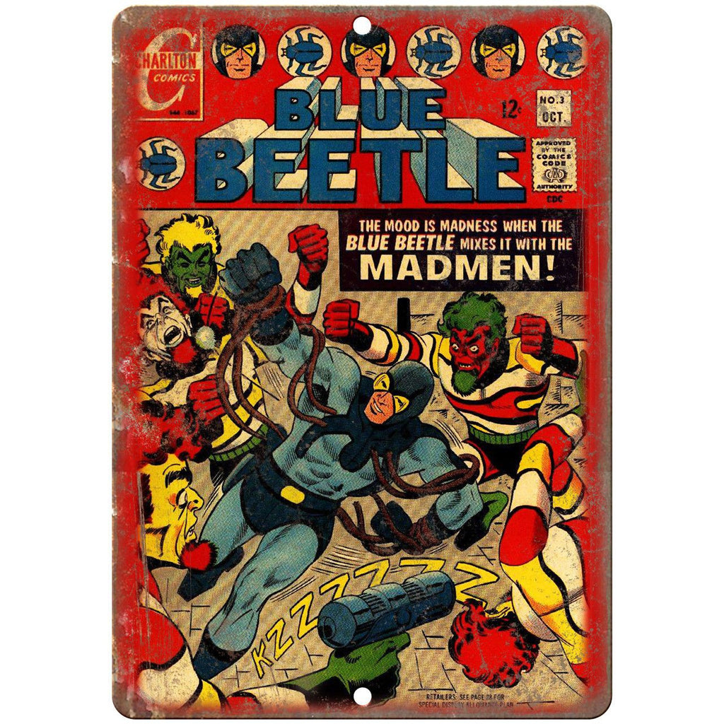 Blue Beetle Charlton Comics No 3 Cover Art 10" x 7" Reproduction Metal Sign J692