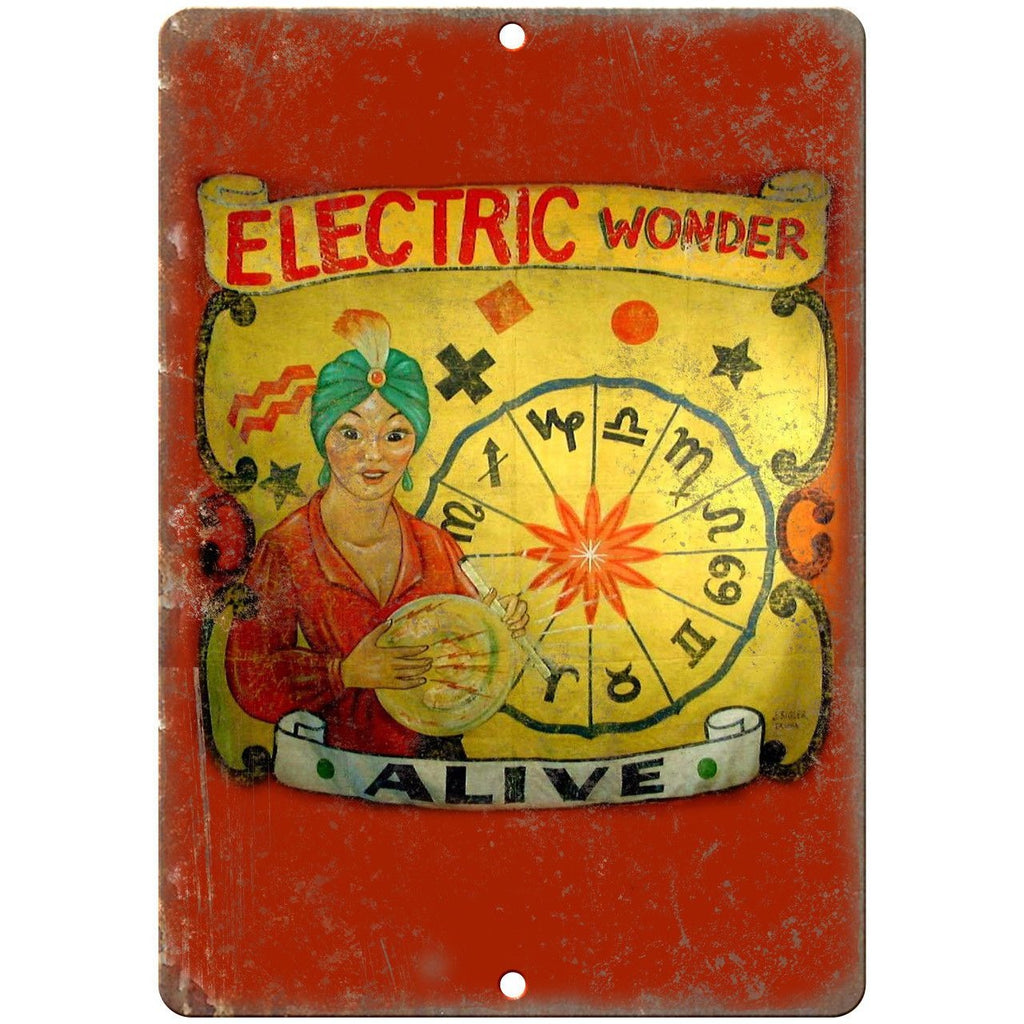 Alive Circus Carnival Electric Wonder 10" X 7" Reproduction Metal Sign ZH72