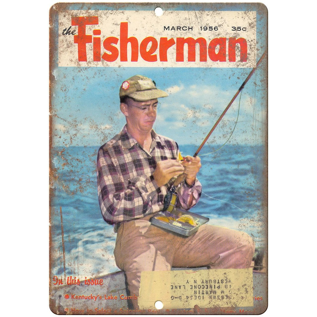 1956 The Fisherman Magazine Cover 10" x 7" reproduction metal sign