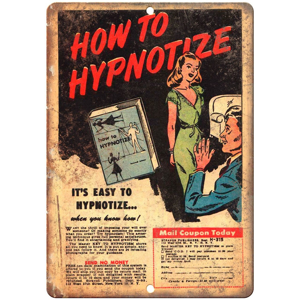 How to Hypnotize Book Vintage Comic Ad 10" X 7" Reproduction Metal Sign J129