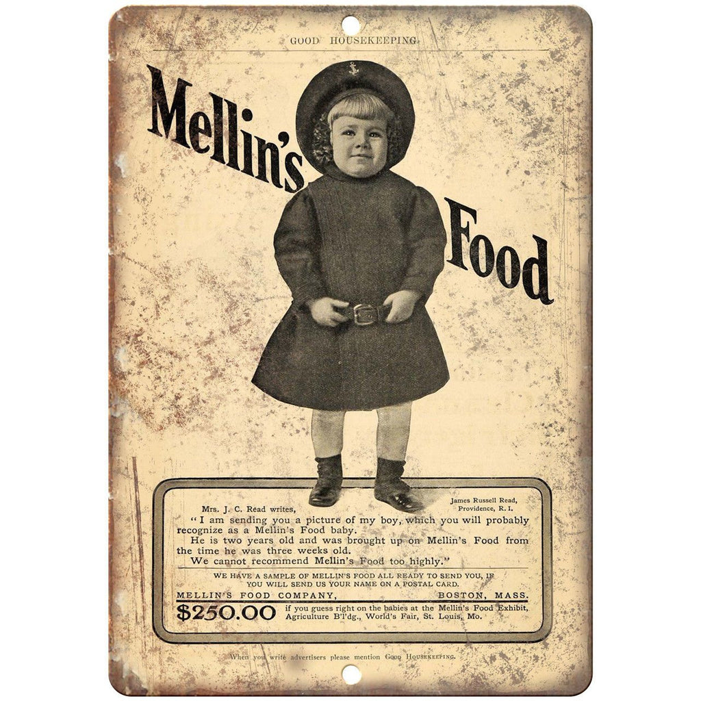 Mellin's Food Boston Vintage Ad 9" x 12" Reproduction Metal Sign N255