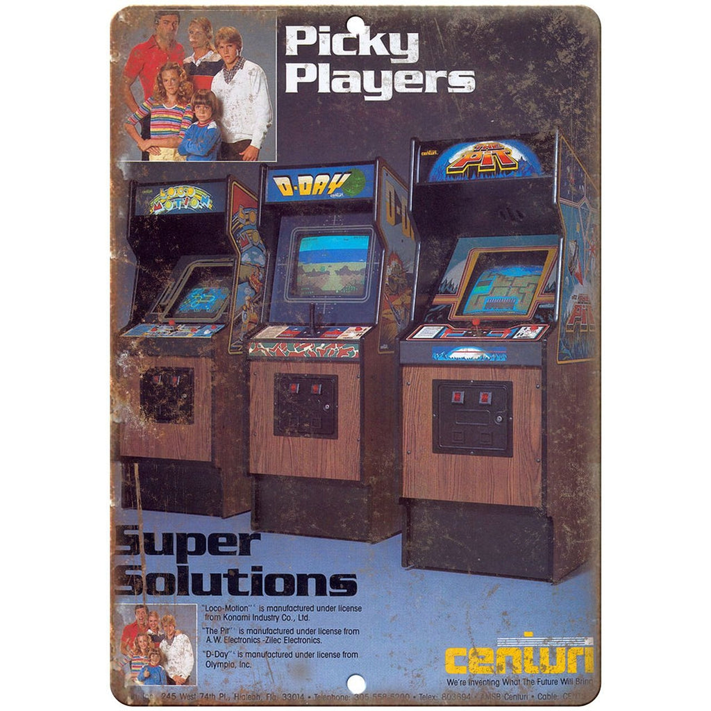 10" x 7" metal sign - Centuri arcade game - Vintage Look Reproduction