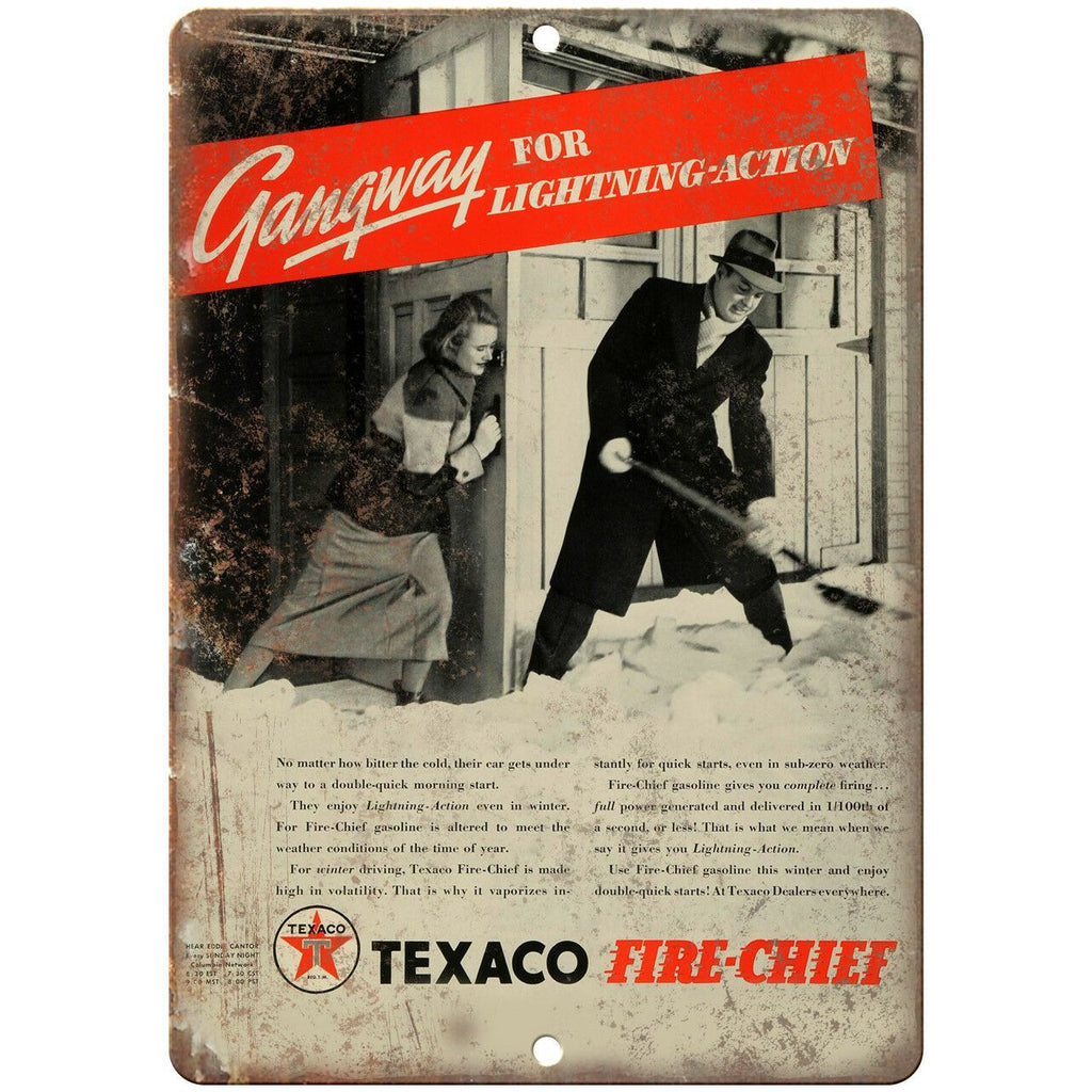 Texaco Fire Chief Giveaway Vintage Ad 10" X 7" Reproduction Metal Sign A758