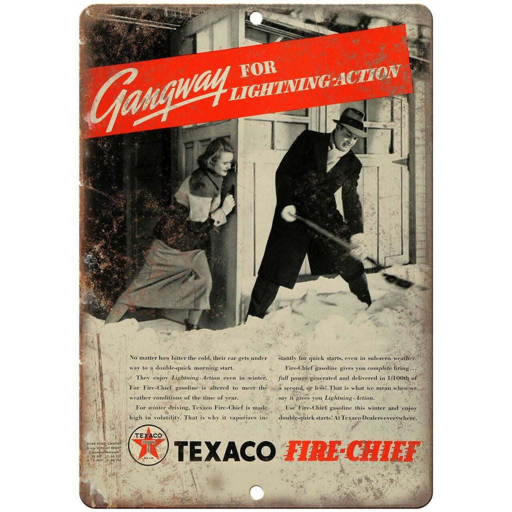 Texaco Fire Chief Giveaway Vintage Ad 9" x 12" Reproduction Metal Sign A758