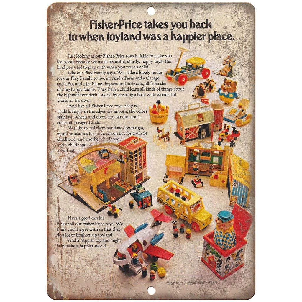 Fisher Price Toyland Vintage Toy Ad 10"X7" Reproduction Metal Sign ZD04