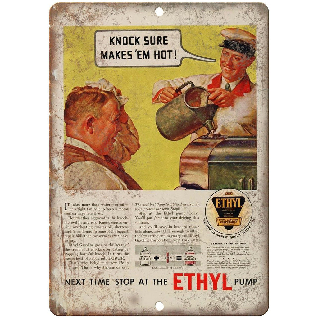 Ethyl Pump Motor Oil Vintage Sign 10" X 7" Reproduction Metal Sign A697
