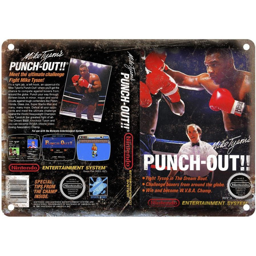 Mike Tyson's Punch-Out RARE game cover 10" x 7" reproduction metal sign