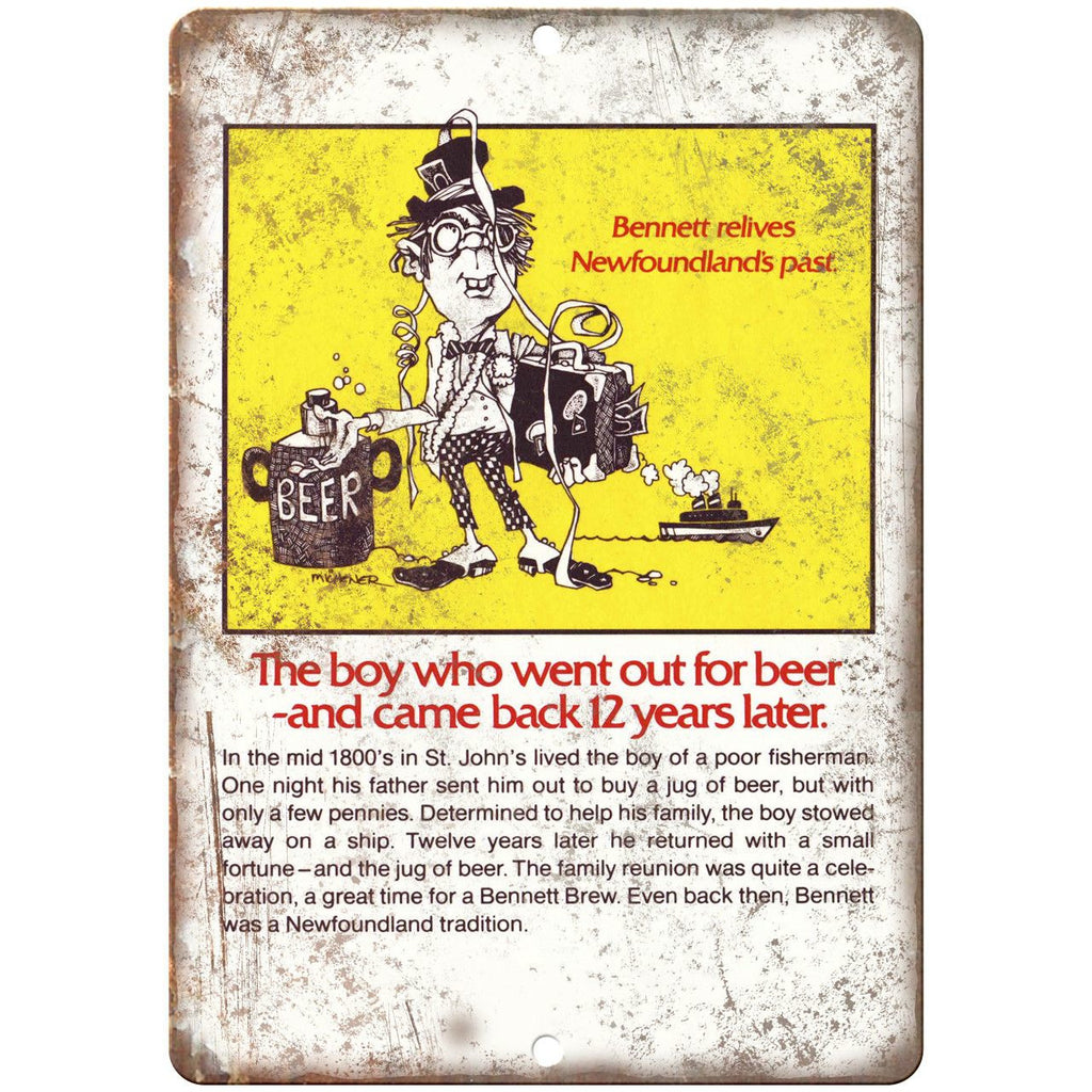 Bennett's Dominion Newfoundland Beer Ad 10" x 7" Reproduction Metal Sign E387