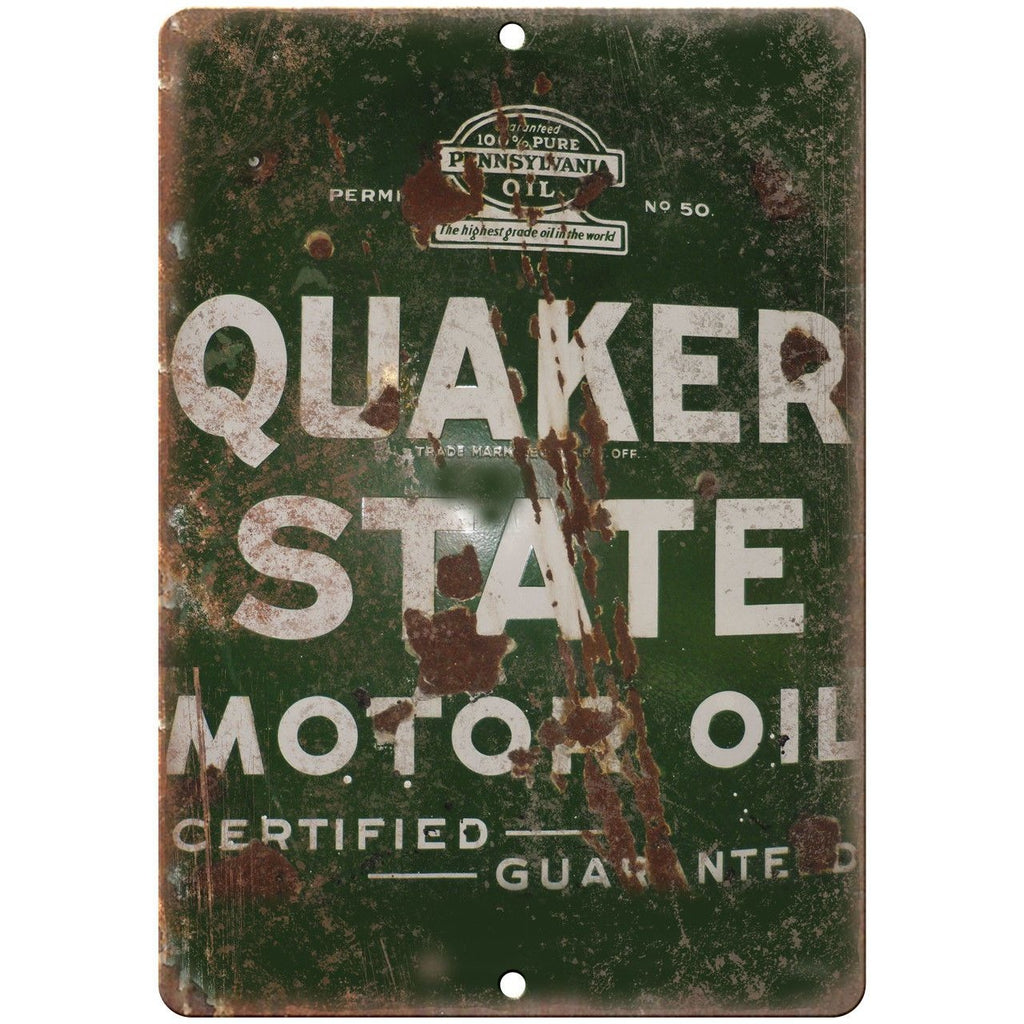 Quaker State Motor Oil Porcelain Look 10" X 7" Reproduction Metal Sign U101