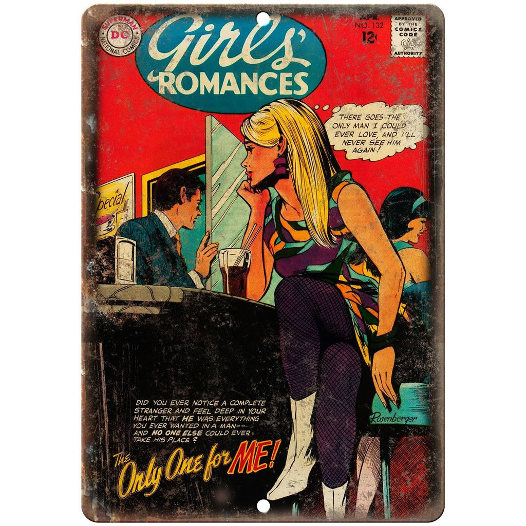 Girls Romances Vintage Comic Book Art 10" X 7" Reproduction Metal Sign J426