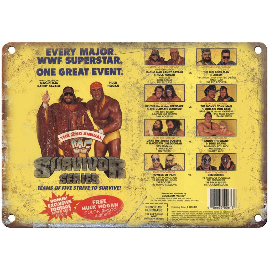 Hulk Hogan Macho Man Randy Savage VHS WWF 10" x 7" Reproduction Metal Sign