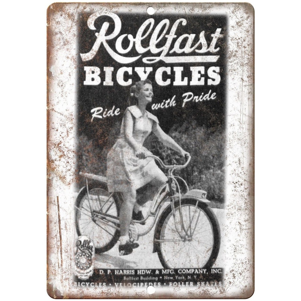 Rollfast Bicycles Vintage Ad 10" x 7" Reproduction Metal Sign B235