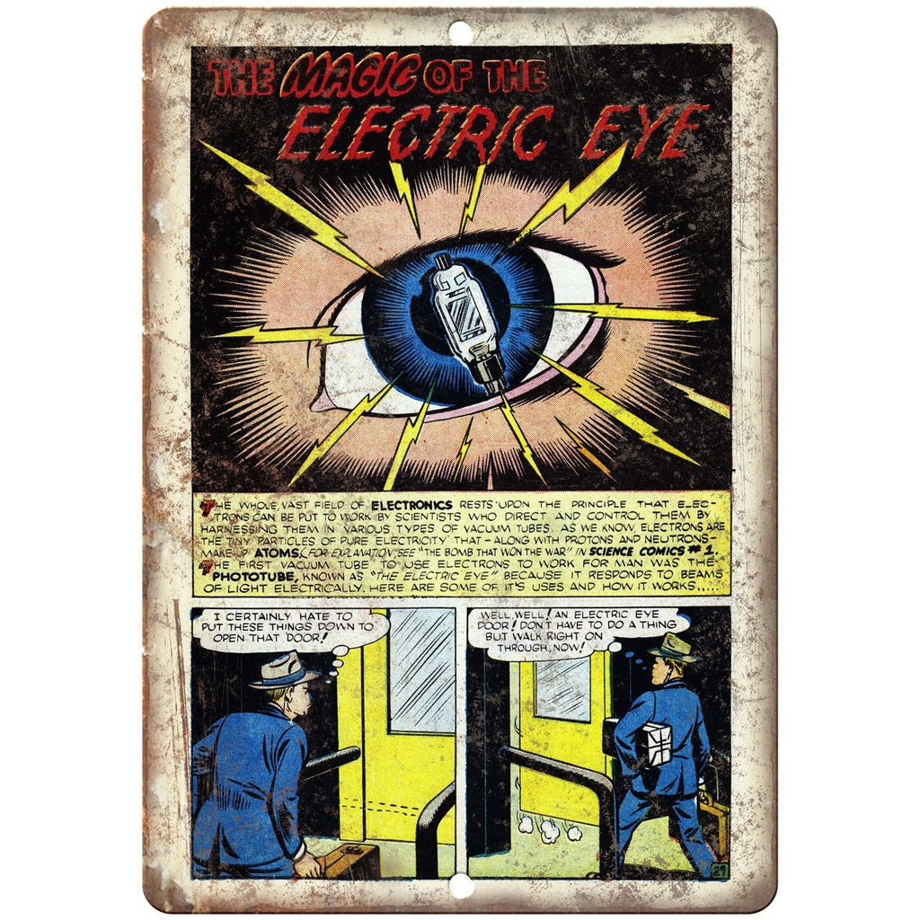 Magic of the Electric Eye Comic Strip 10" X 7" Reproduction Metal Sign J468